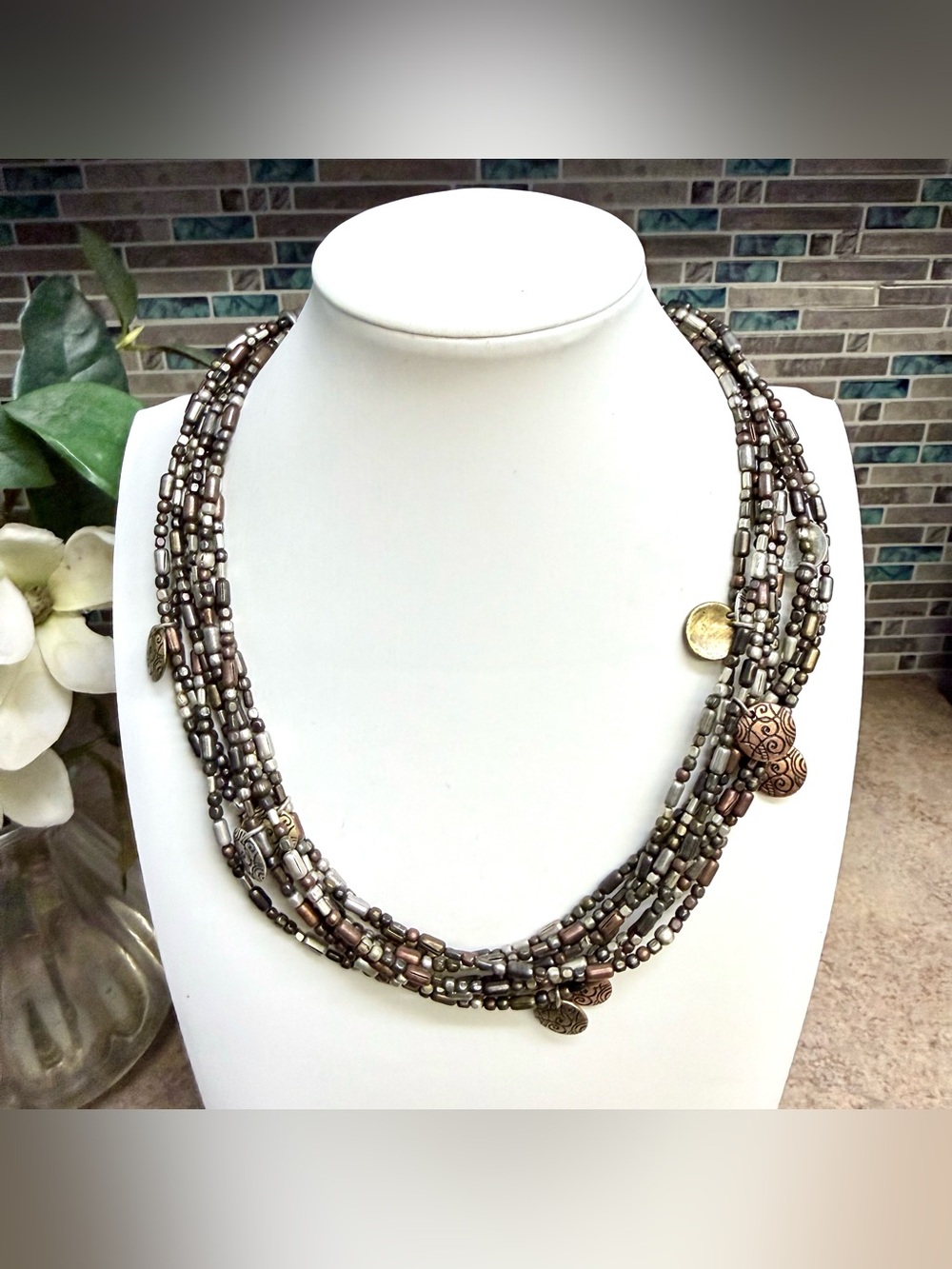 Chico’s multi strand mixed metals necklace